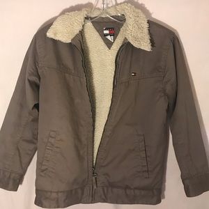 Tommy Hilfiger faux fur army khaki bomber jacket